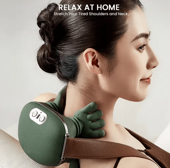Shoulder and neck massager with dual-palm kneading design