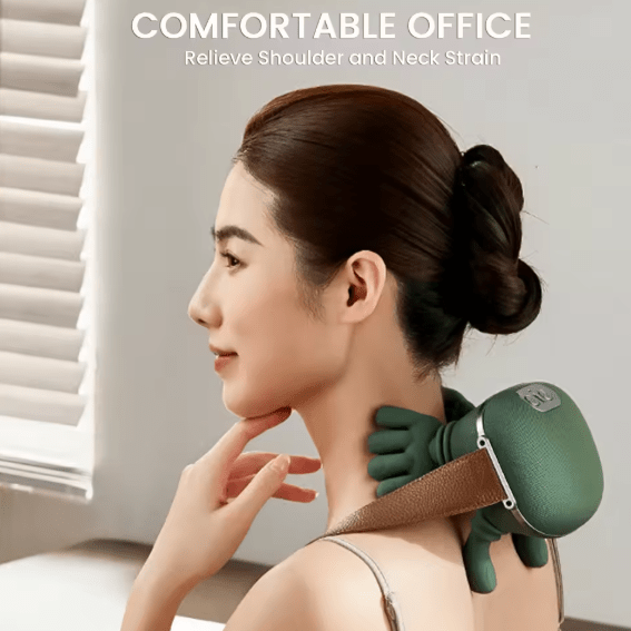 Shoulder and neck massager with dual-palm kneading design