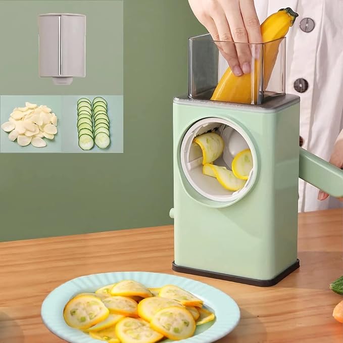 Stainless steel rotary vegetable cutter for slicing and shredding