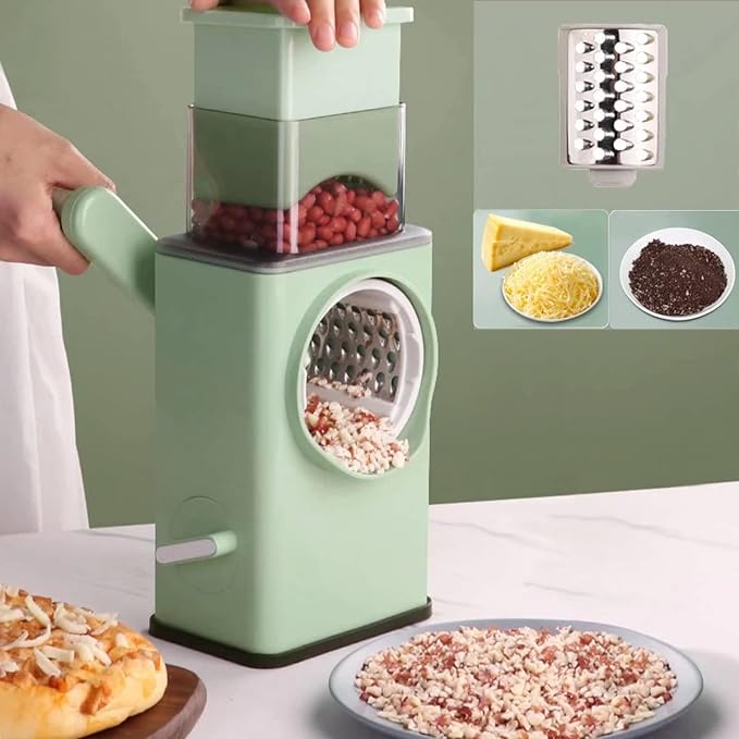 Stainless steel rotary vegetable cutter for slicing and shredding