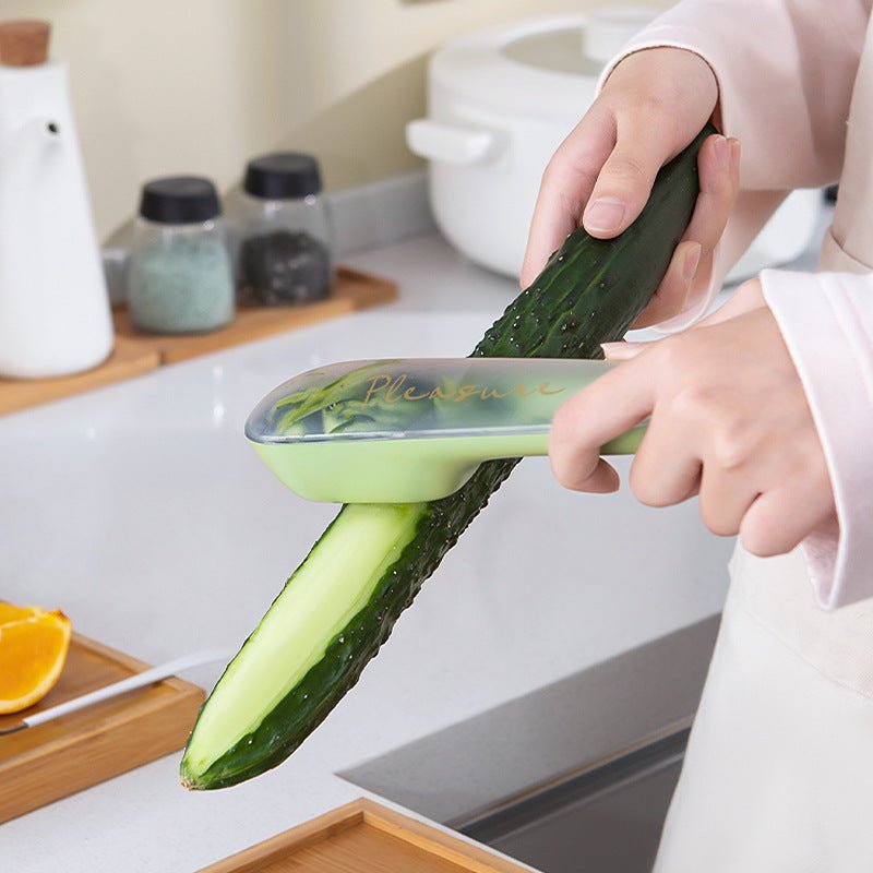 Fruit and vegetable peeler with storage tube