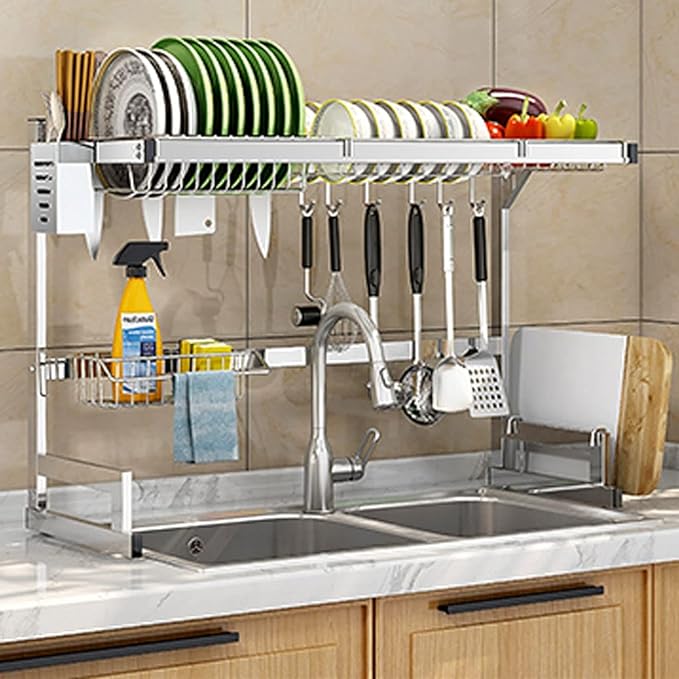 Space-saving dish drying rack