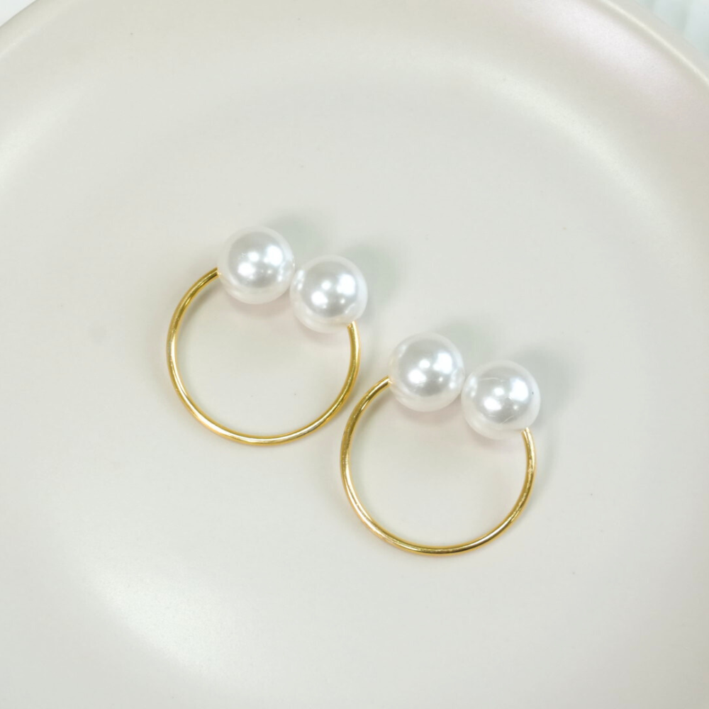 Set of 4 Pearl Napkin Rings – Double Pearl Design 1.6 x 1.2 in Elegant Table Decor