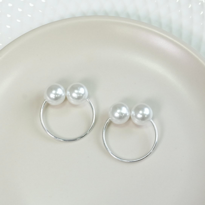 Set of 4 Pearl Napkin Rings – Double Pearl Design 1.6 x 1.2 in Elegant Table Decor