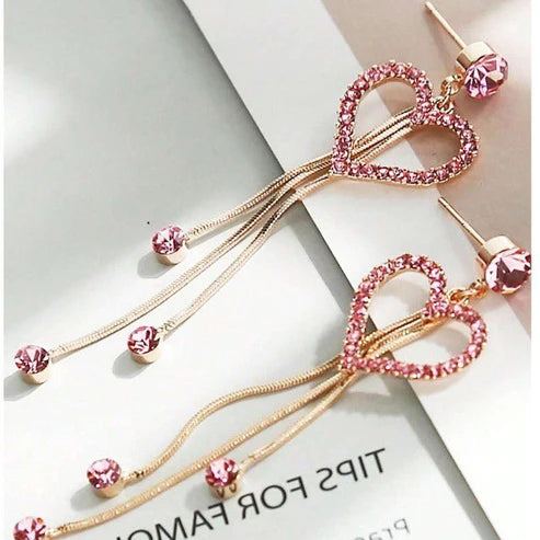 Love Shining Zircon Long Fringe Earrings