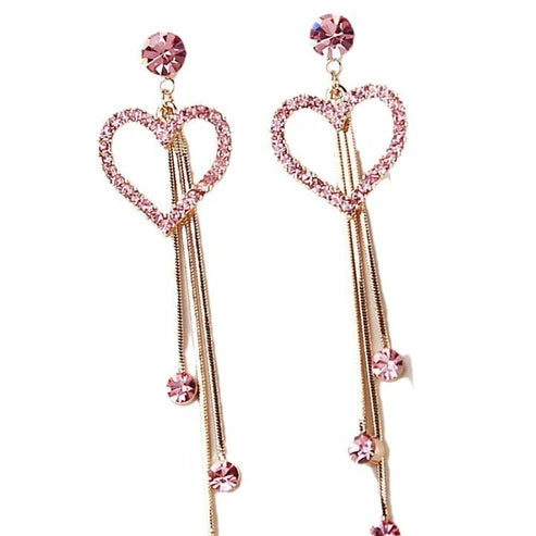 Love Shining Zircon Long Fringe Earrings