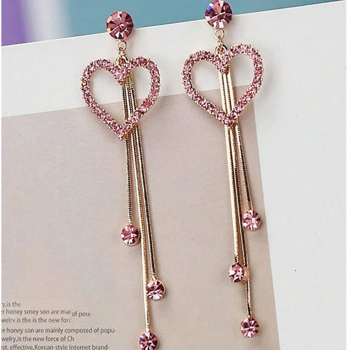 Love Shining Zircon Long Fringe Earrings