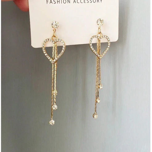 Love Shining Zircon Long Fringe Earrings